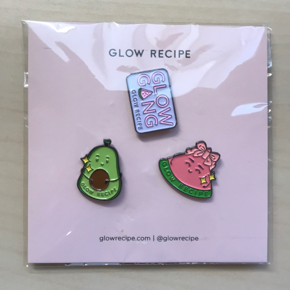 Glow Recipe set of three designer enamel pins